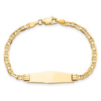 14K Yellow Gold Polished Solid Chain Solid Plate Anchor Link Soft Diamond Shape 26x7.5mm Plate ID Bracelet - 6in view 4