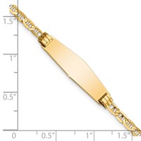 14K Yellow Gold Polished Solid Chain Solid Plate Anchor Link Soft Diamond Shape 26x7.5mm Plate ID Bracelet - 6in view 3