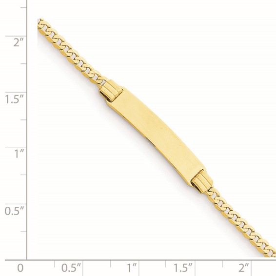 14k Polished Solid Chain/Solid Plate Curb Link 26x5mm Plate 6 inch Baby/Child ID Bracelet