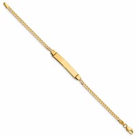 14K Yellow Gold Polished Solid Chain Solid Plate Curb Link 26x 5mm Plate ID Bracelet, 6" view 2