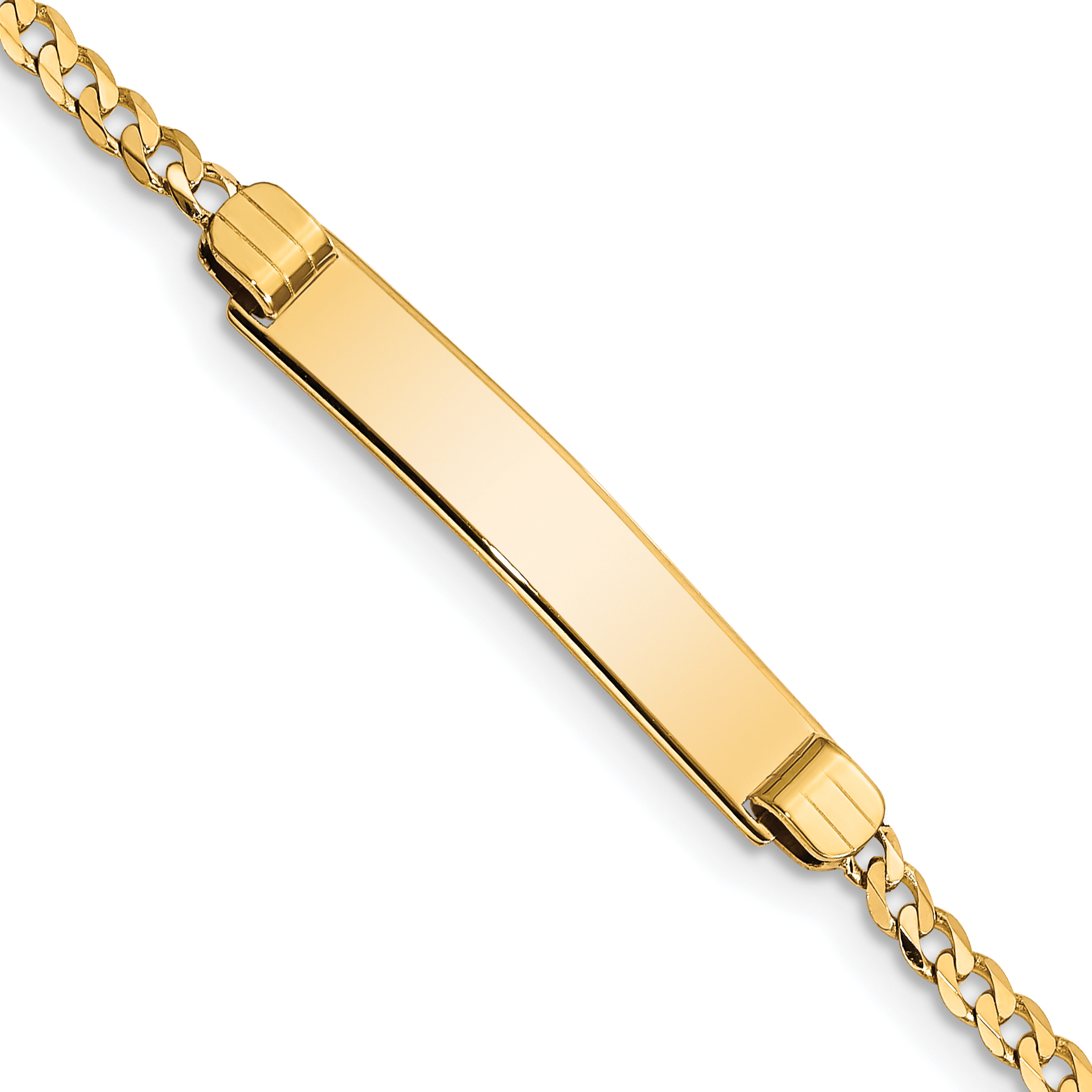 14k Polished Solid Chain/Solid Plate Curb Link 26x5mm Plate 5.5 inch Baby/Child ID Bracelet (BID45-5.5)