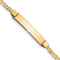 14K Yellow Gold Polished Solid Chain Solid Plate Curb Link 26x 5mm Plate ID Bracelet, 6" view 1