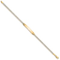 14K with Rhodium Polished Solid Chain Solid Plate Pav‚ Curb Link 26x5mm Plate 6 Inch ID Bracelet view 2