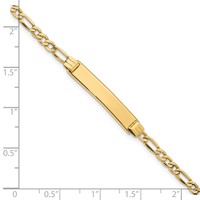 14K with Rhodium Polished Solid Chain Solid Plate Pav‚ Curb Link 26x5mm Plate 6 Inch ID Bracelet view 3