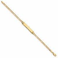 14K Polished Solid Chain Solid Plate Figaro Link 26x5mm Plate 6 Inch ID Bracelet view 2