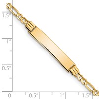 14K Polished Solid Chain Solid Plate Figaro Link 26x5mm Plate 6 Inch ID Bracelet view 3