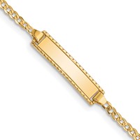 14K Yellow Gold Polished Solid Chain Solid Plate Curb Link 18.5x 5mm Plate ID Bracelet, 6" view 1