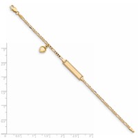 14K Polished Solid Chain Solid Plate Heart Dangle Figaro Link 21x6mm Plate 6 Inch ID Bracelet view 4