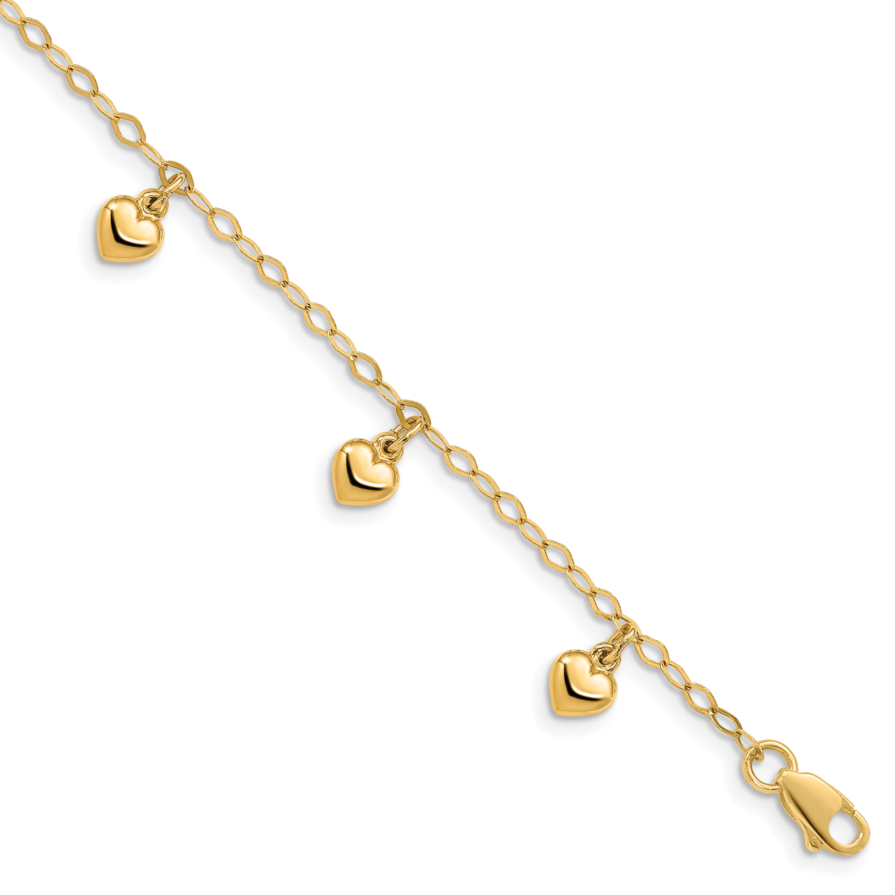 14K Child's Puffed Heart Charm Bracelet (BID83-6)