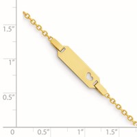 14K Yellow Gold Polished Cut-out Heart 18x 5mm Plate ID Bracelet, 6" view 4