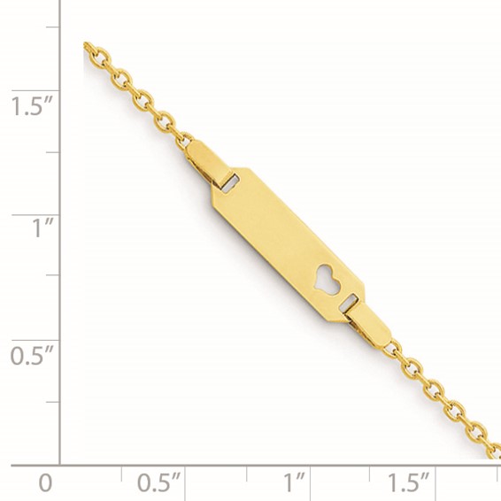 14K Polished Cut-out Heart 18x5mm Plate 6 inch Baby/Child ID Bracelet