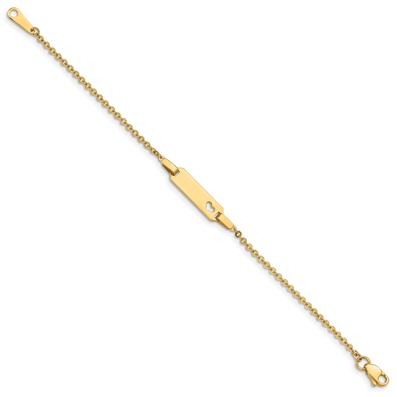 14K Polished Cut-out Heart 18x5mm Plate 6 inch Baby/Child ID Bracelet