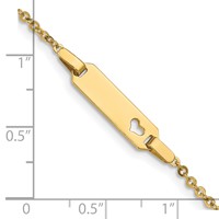 14K Yellow Gold Polished Cut-out Heart 18x 5mm Plate ID Bracelet, 6" view 3