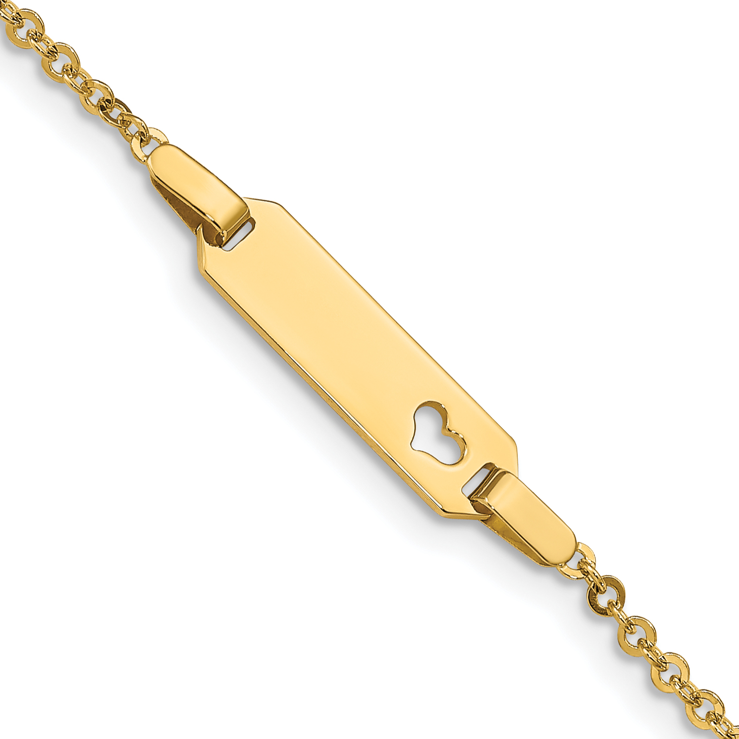 14K Polished Cut-out Heart 18x5mm Plate 6 inch Baby/Child ID Bracelet (BID84-6)
