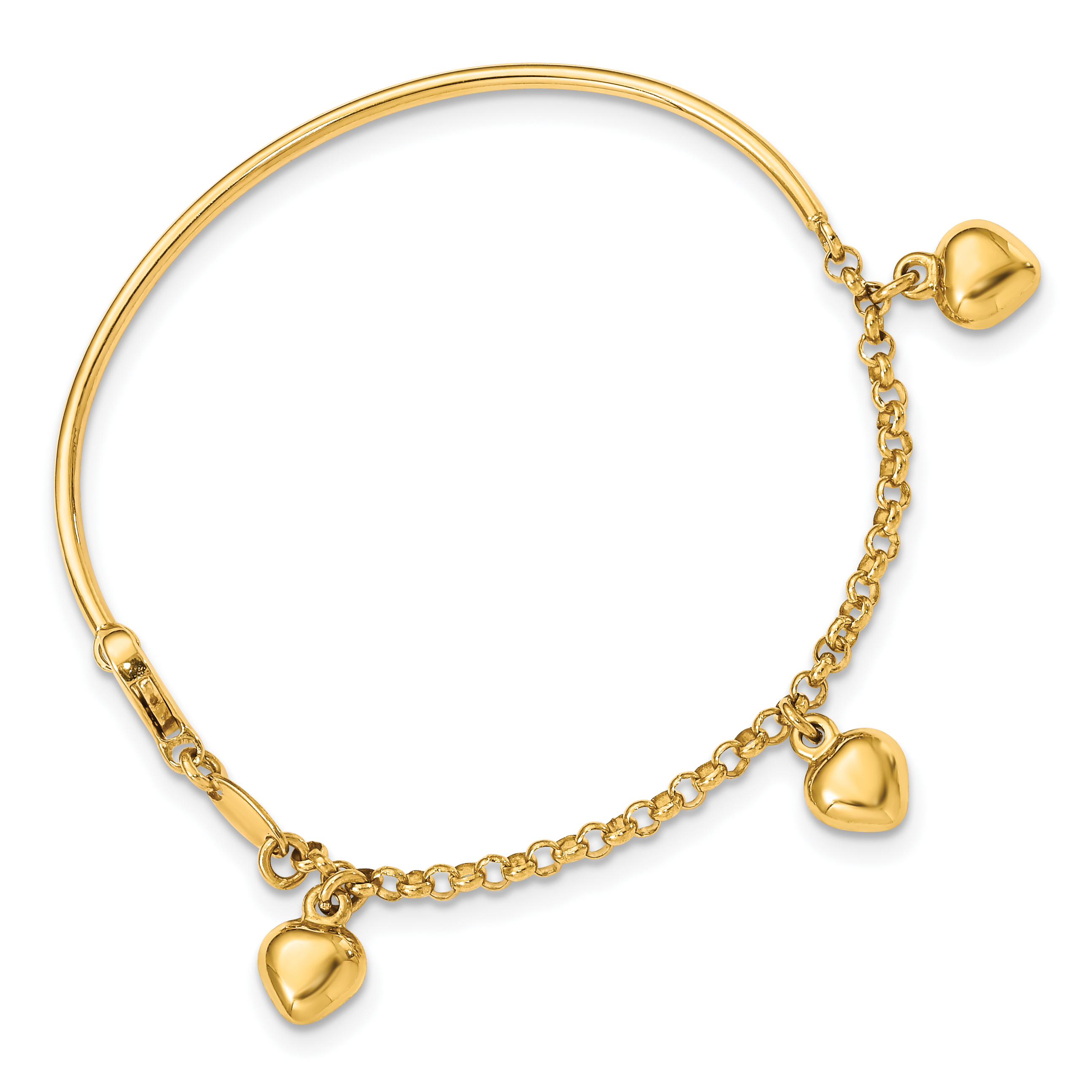 14k Polished Dangle Heart Baby Bracelet (BID92-6)