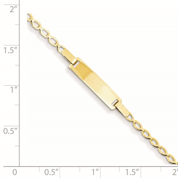 14k Polished Solid Chain/Solid Plate Fancy Link 16x5mm Plate 6 inch Baby/Child ID Bracelet