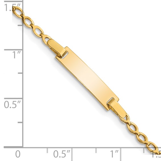 14k Polished Solid Chain/Solid Plate Fancy Link 16x5mm Plate 6 inch Baby/Child ID Bracelet