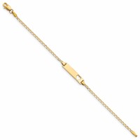 14K Yellow Gold Polished Solid Chain Solid Plate Flat Curb Link Cut-out Heart 20x5mm Plate ID Bracelet - 6in view 2