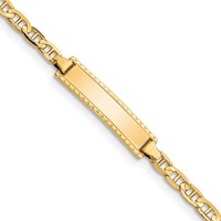 14K Yellow Gold Polished Solid Chain Solid Plate Anchor Link 20x 5mm Plate ID Bracelet, 6" view 1