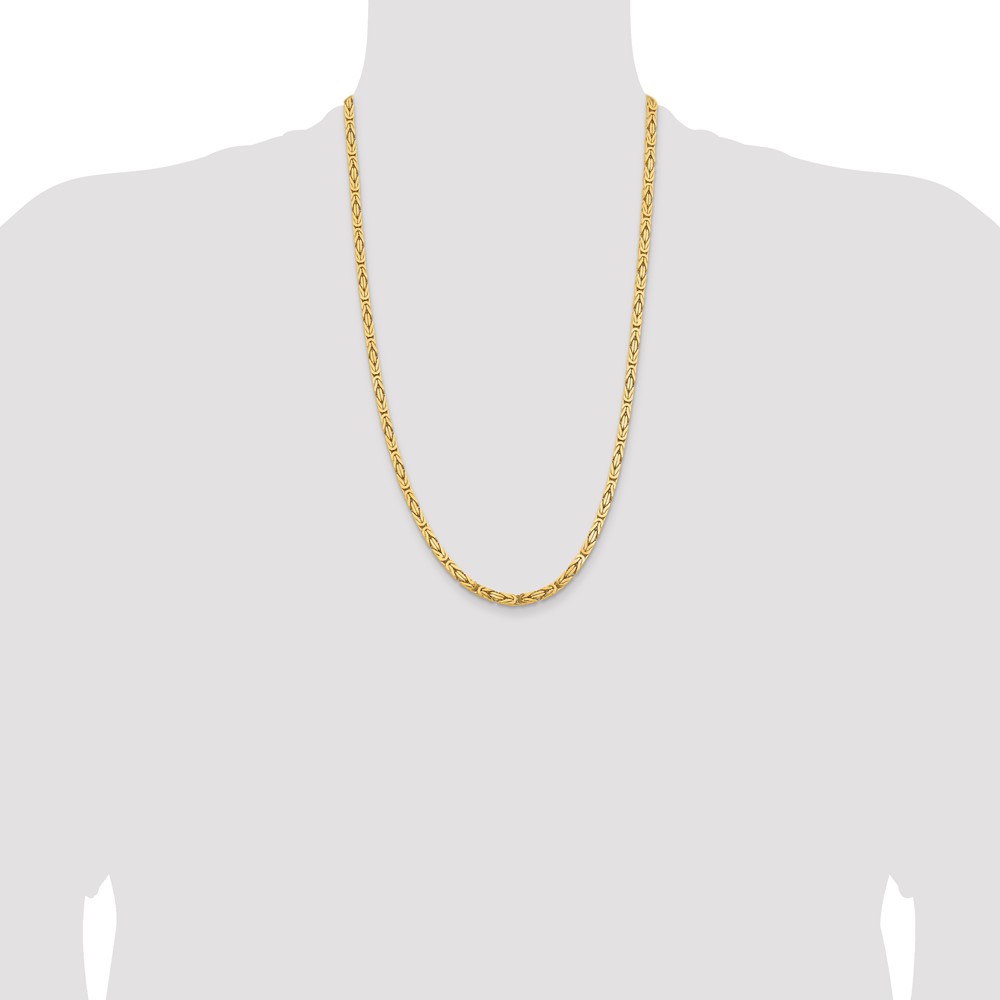 14K 26 inch 4mm Byzantine with Lobster Clasp Chain (BIZ110-26)