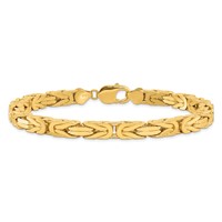 14K 6.5mm Yellow Gold Byzantine Bracelet with Lobster Clasp, 8" view 3