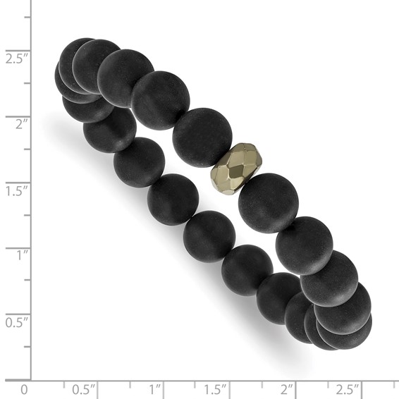 Belle Amore Matte Black Agate, Pyrite Bracelet