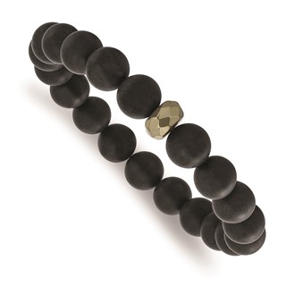 Belle Amore Matte Black Agate, Pyrite Bracelet