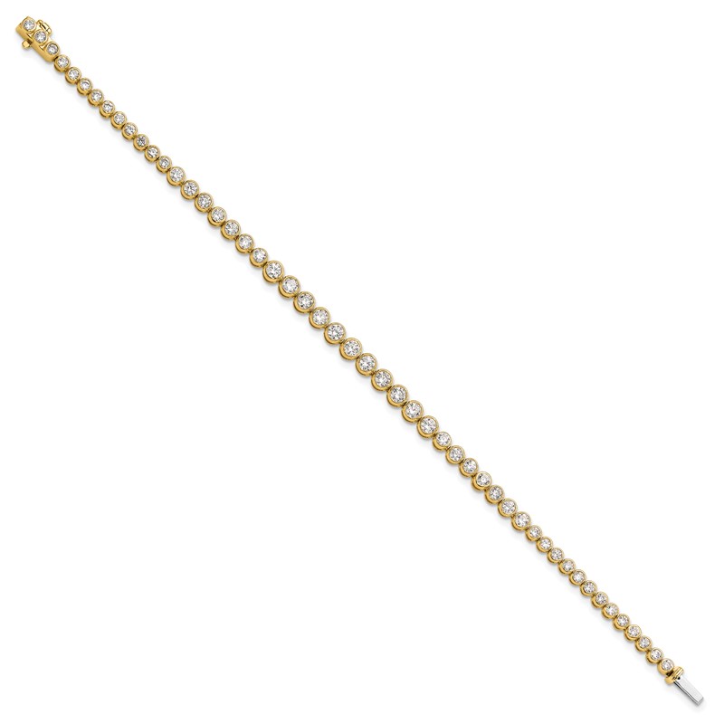 14k 3 carat Lab Grown Diamond VS/SI+ G+ Complete Round Bezel Set 7 inch Tennis Bracelet