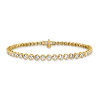 14K Yellow Gold 3 Carat Lab Grown Diamond VS SI+ G+ Complete Round Bezel Set Tennis Bracelet, 7" view 3