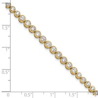 14K Yellow Gold 3 Carat Lab Grown Diamond VS SI+ G+ Complete Round Bezel Set Tennis Bracelet, 7" view 5