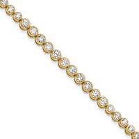 14K Yellow Gold 3 Carat Lab Grown Diamond VS SI+ G+ Complete Round Bezel Set Tennis Bracelet, 7" view 1