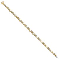 14K Yellow Gold 5 Carat Lab Grown Diamond VS SI+ G+ Complete Round Bezel Set Tennis Bracelet, 7" view 2