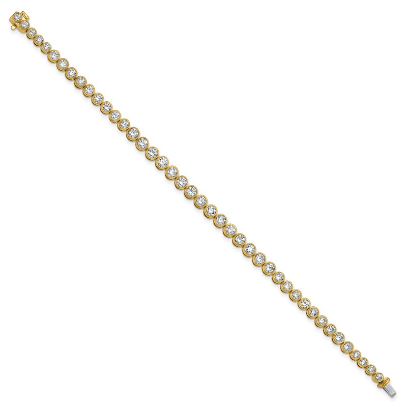 14k 5 carat Lab Grown Diamond VS/SI+ G+ Complete Round Bezel Set 7 inch Tennis Bracelet
