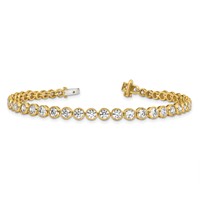 14K Yellow Gold 5 Carat Lab Grown Diamond VS SI+ G+ Complete Round Bezel Set Tennis Bracelet, 7" view 5