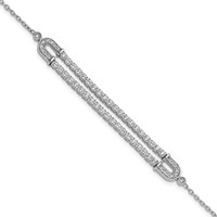 14K White Gold 2 Carat Lab Grown Diamond VS SI+ G+ Complete Bracelet with 1 Inch Extension, 6.5" view 1