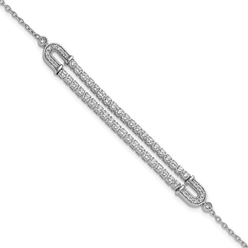 14K White Gold 2 Carat Lab Grown Diamond VS SI+ G+ Complete Bracelet with 1 Inch Extension, 6.5"
