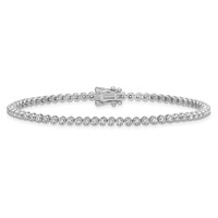 14K White Gold 1 Carat Lab Grown Diamond VS SI+ G+ Complete Round Tennis Bracelet view 3