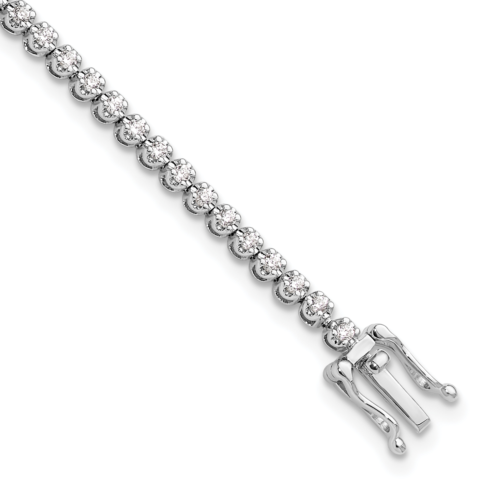 14k White Gold 1 carat Lab Grown Diamond VS/SI+ G+ Round Tennis Bracelet (BM10266-100-WLG)