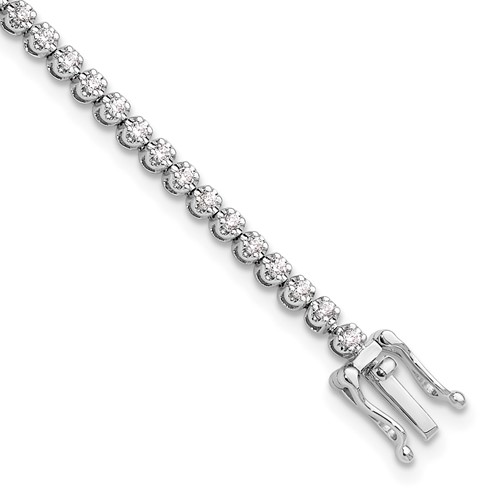 14K White Gold 1 Carat Lab Grown Diamond VS SI+ G+ Complete Round Tennis Bracelet