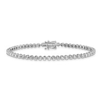 14K White Gold 2 Carat Lab Grown Diamond VS SI+ G+ Complete Round Tennis Bracelet view 3
