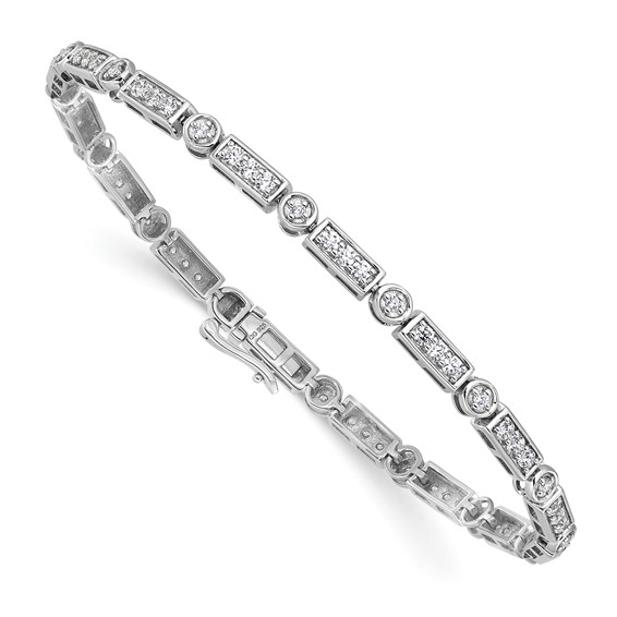 14k White Gold 1 3/8 carat Lab Grown Diamond VS/SI+ G+ Complete 7 inch Bracelet