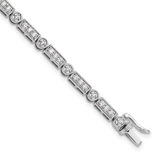 14k White Gold 1 3/8 carat Lab Grown Diamond VS/SI+ G+ Complete 7 inch Bracelet
