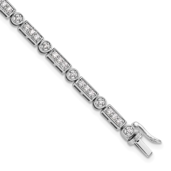 14k White Gold 1 3/8 carat Lab Grown Diamond VS/SI+ G+ Complete 7 inch Bracelet