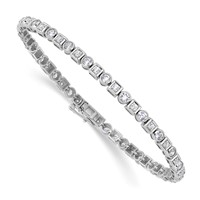 14K White Gold 2.12 Carat Lab Grown Diamond VS SI+ G+ Complete Shapes Bracelet, 6.75" view 3