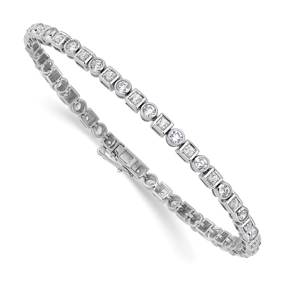 14k White Gold 2 1/8 carat Lab Grown Diamond VS/SI+ G+ Complete 6.75 inch Shapes Bracelet