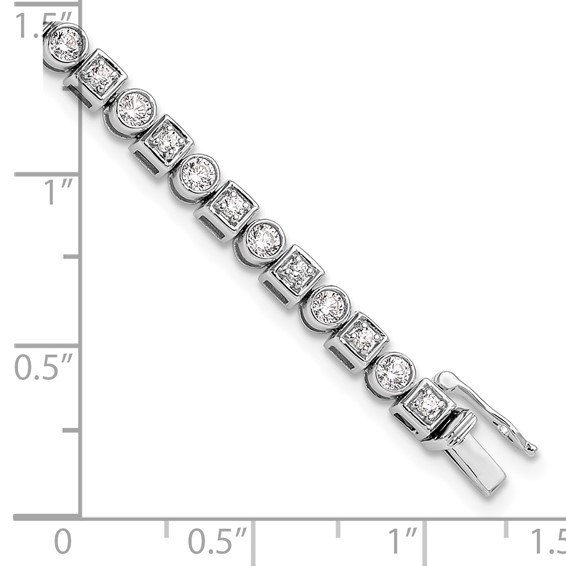 14k White Gold 2 1/8 carat Lab Grown Diamond VS/SI+ G+ Complete 6.75 inch Shapes Bracelet