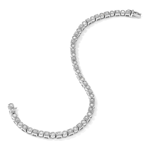 14k White Gold 2 1/8 carat Lab Grown Diamond VS/SI+ G+ Complete 6.75 inch Shapes Bracelet