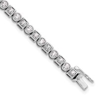 14K White Gold 2.12 Carat Lab Grown Diamond VS SI+ G+ Complete Shapes Bracelet, 6.75" view 1