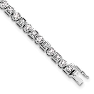 14k White Gold 2 1/8 carat Lab Grown Diamond VS/SI+ G+ Complete 6.75 inch Shapes Bracelet