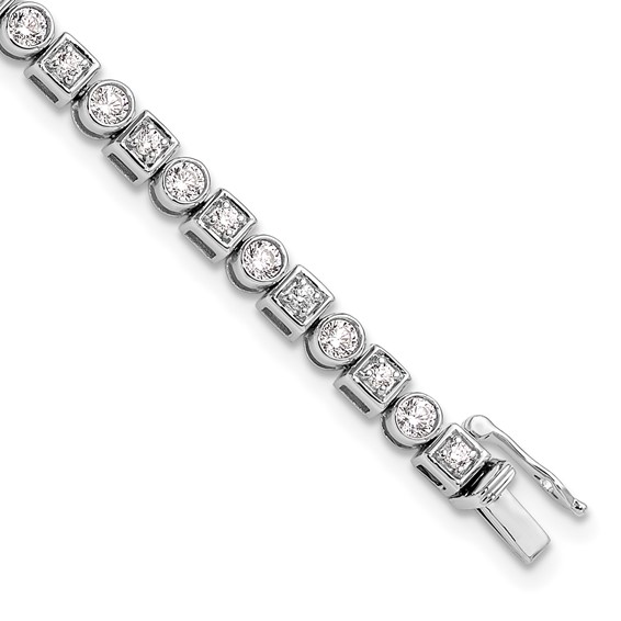 14k White Gold 2 1/8 carat Lab Grown Diamond VS/SI+ G+ Complete 6.75 inch Shapes Bracelet